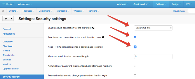 Security_ settings